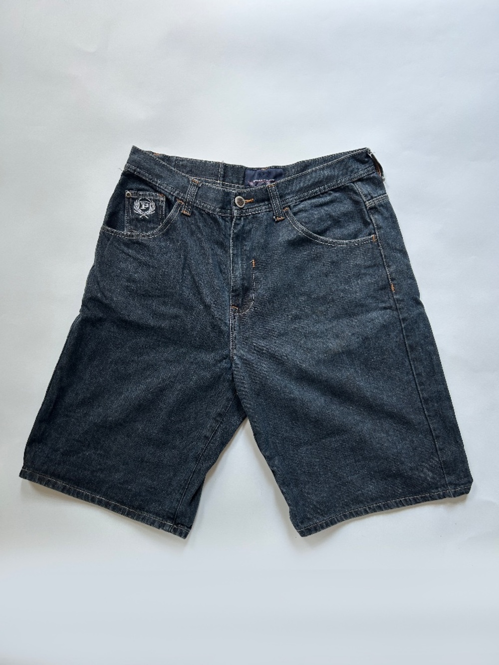 Vintage Y2K Phat Farm Baggy Denim Jorts 34 Embroidered Dark Wash